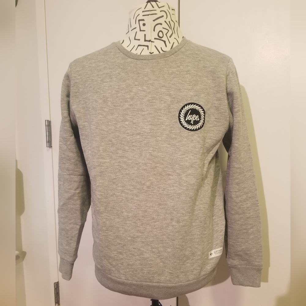 Mens Hype Crew Neck Pull over Grey Sweater